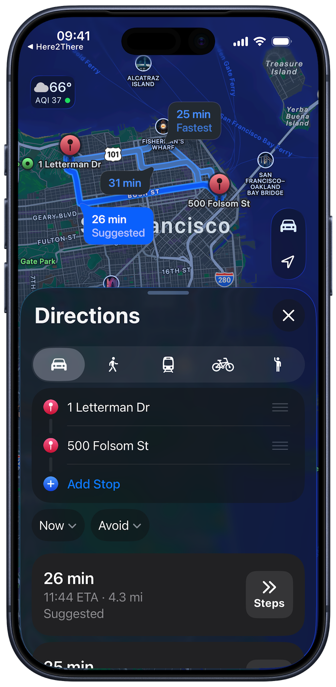 Here 2 There App Screenshot 2